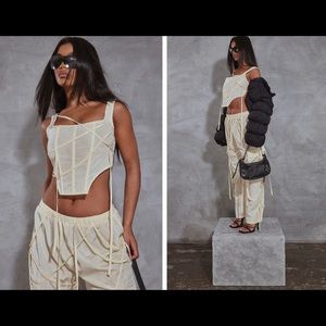 RENEW cream shell detail panel corset